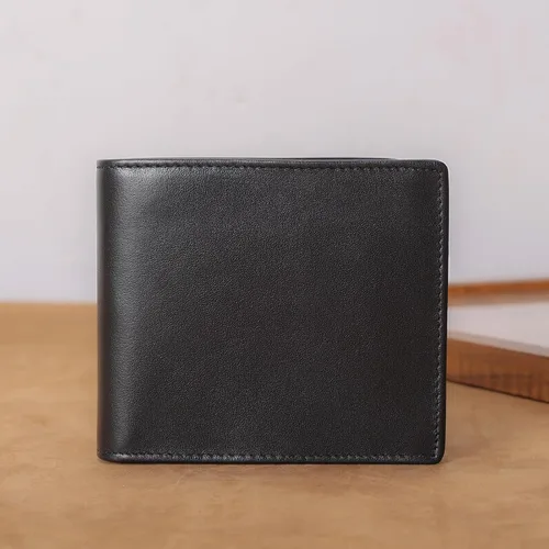 Vista 5 de Polare - Cartera plegable de piel de caballo loco natural para hombre, con bloqueo RFID