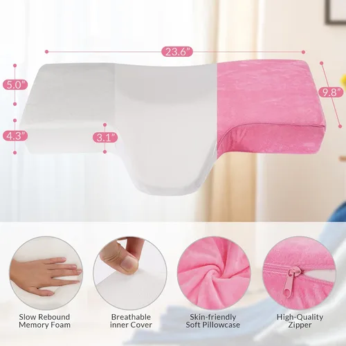 Vista 5 de Almohada de pestañas para extensiones de pestañas, almohada de espuma viscoelástica para el cuello, extensión de pestañas, curva ergonómica que