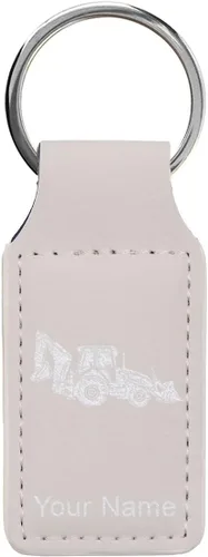 Vista 35 de LaserGram Llavero rectangular, retroexcavadora, grabado personalizado incluido