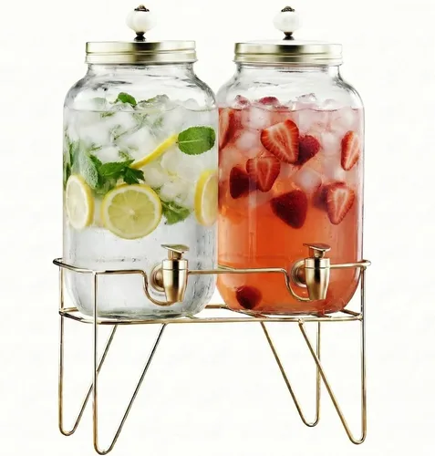 Vista 10 de [Renovado] Style Setter - Dispensador de bebidas de vidrio, pomo de cerámica, Manchester, 1 galón Thick Crystalline Chrome Tap Non-Drip Spigot