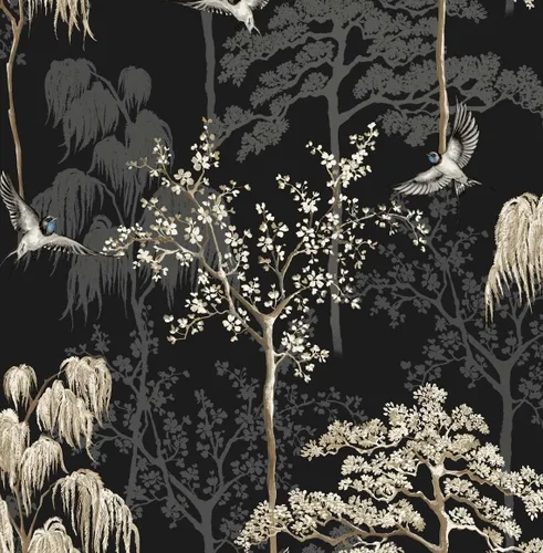 Vista 9 de NextWall Bird Garden - Papel tapiz autoadhesivo (ocre)