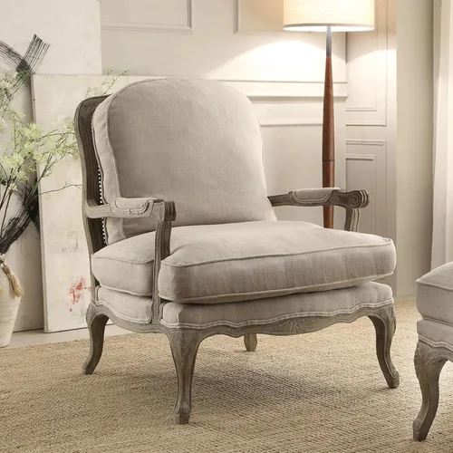 Vista 2 de Lexicon French Country Wood Accent Chair, Carved Frame, Neutral