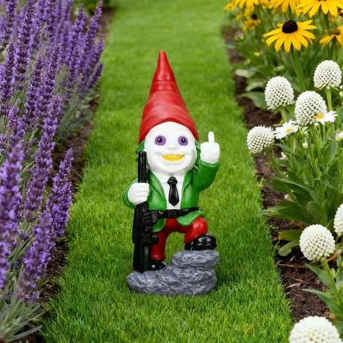 Vista 5 de SPINNDO Decoración de terror, regalos de dedo medio, decoración de jardín, gnomos, estatuas de jardín