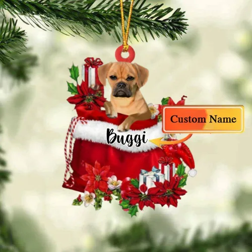 Vista 167 de Perro Akita Inu personalizado en bolsa de regalo, adorno de Navidad, nombre personalizado, regalo para amantes de los perros, familia, Navidad
