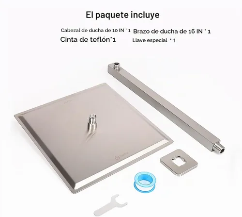 Vista 8 de Cabezal de ducha con brazo de extensión, cuadrado de alta presión con brazo de ducha, cobertura de cuerpo completo de cascada de lluvia de acero