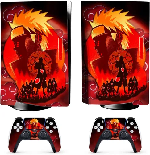 Vista 2 de HK Studio Calcomanía de anime ninja, cubierta específica para PS5 Disc Edition y edición digital, impermeable, sin burbujas, incluye 2 fundas