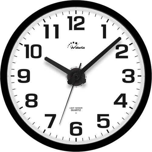 Vista 2 de WallarGe Reloj de pared con luz nocturna para dormitorio, 12 pulgadas Negro