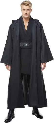 Vista 4 de Traje de adulto para disfraz Jedi, uniforme de Anakin (sin zapatos ni espada), versión negra