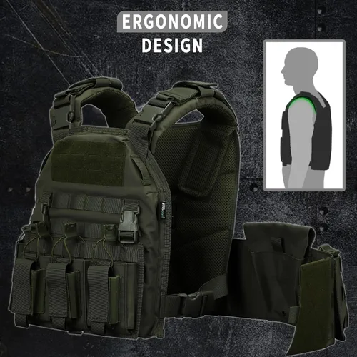 Vista 5 de Chaleco táctico para hombre Molle Airsoft chaleco adulto