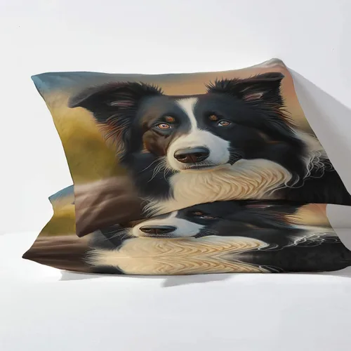 Vista 3 de Border Collie Sábanas tamaño individual XL, sábanas para perro, sábanas y fundas de almohada estampadas, juego de 3 piezas, sábana bajera ajustable