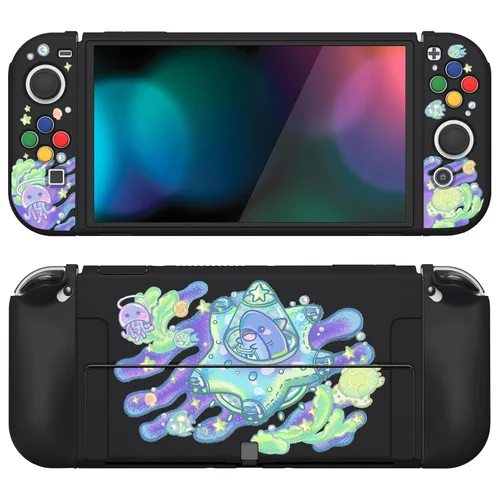 Vista 21 de PlayVital ZealProtect - Funda protectora suave para Nintendo Switch OLED, protector flexible Joycon Grip Cover para Nintendo Switch OLED con tapas