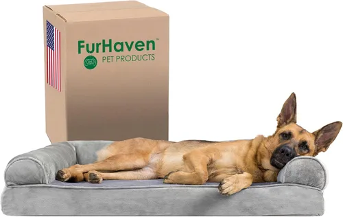Vista 58 de Furhaven Cama para perro de espuma viscoelástica para perros medianos y pequeños con cojines extraíbles y funda lavable, para perros de hasta 35