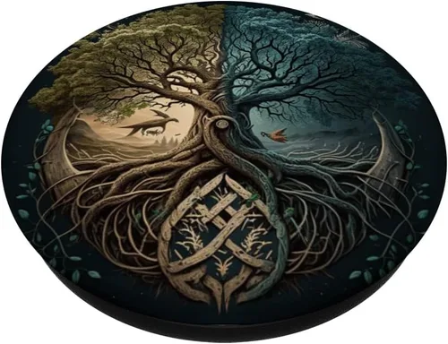 Vista 2 de Yggdrasil" Viking Tree of Life Design PopSockets PopGrip intercambiables