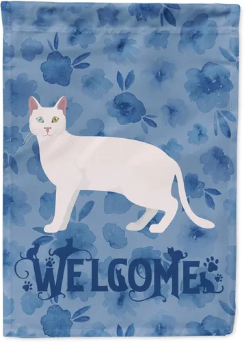 Vista 290 de Caroline's Treasures CK4813CHF - Bandera de bienvenida con gato abisinio azul, manga grande, para porche, para colgar en la pared, poliéster