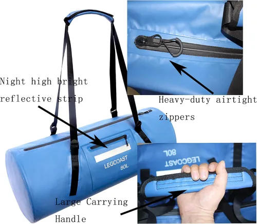 Vista 5 de Bolsa de lona impermeable, IPX8 Bolsa seca de rendimiento impermeable, cierre hermético de cremallera, bolsa impermeable con función de buceo, gran