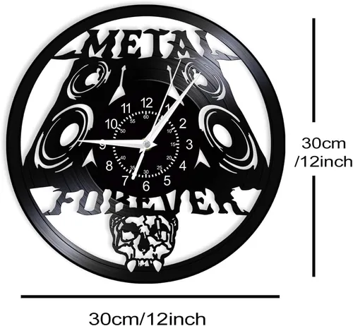 Vista 6 de Reloj de pared de música de metal pesado, 12 pulgadas, 7 tipos de reloj de pared LED de música rock, reloj de pared de cuarzo silencioso sin tictac