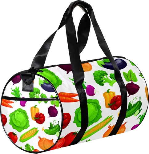 Vista 3 de Sports Bag for Men and Women Gym Fitness and Travel Overnight Package Barrel Duffel Bag Fresh Healthy Vegetables