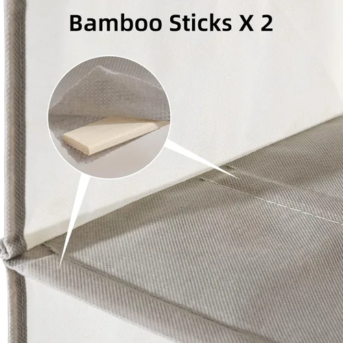 Vista 5 de 2 Packs Hanging Closet Organizer Storage, 3-Shelf Hanging Shelves for Closet, Closet Clothes Organizer and Storage with Side Pocket, Beige