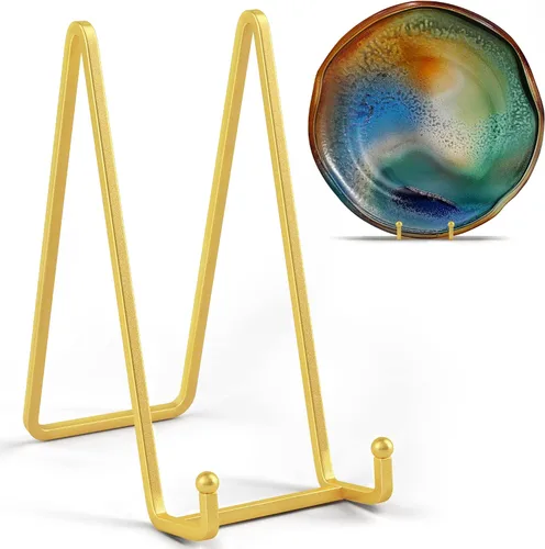 Vista 12 de IPAME Soportes cuadrados de metal para exhibir, soporte de 4.5 pulgadas + caballete para portarretratos para libros, placa decorativa, placa, foto