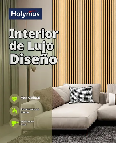 Vista 7 de 4 paneles acústicos de listones de madera para una decoración elegante y reducción de ruido
