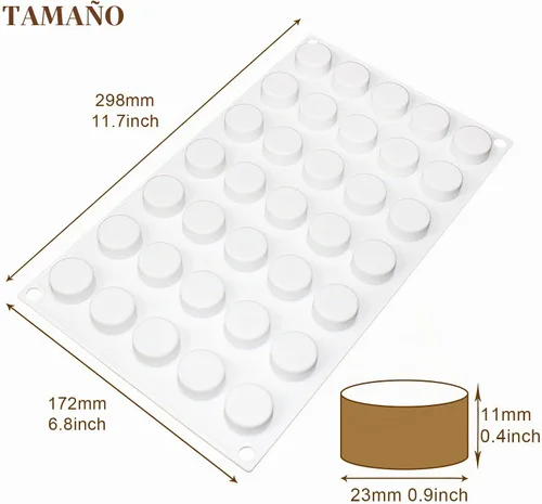 Vista 3 de Funshowcase Mini bandeja redonda del molde del silicón del disco por la cavidad 0.9x0.9x0.4inch 35 cavidades