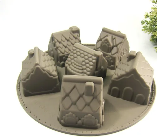 Vista 2 de Joyeee 1 molde de silicona, 6 cavidades antiadherente, acogedor molde para hornear, mini moldes de Navidad para tartas de casa para brownies 1 molde