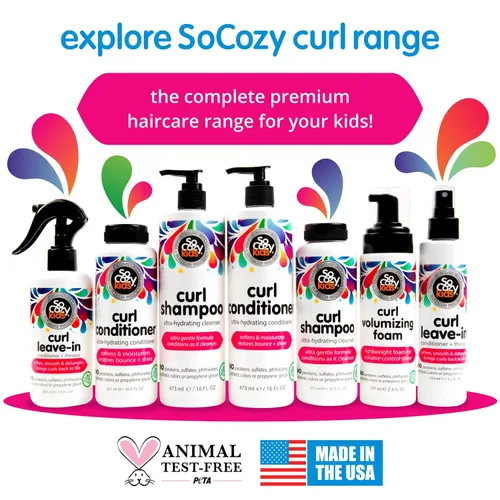 Vista 6 de So Cozy - Espray acondicionador sin enjuague, desenredante de cabello para niños y acondicionador para cabello rizado, sin parabenos, rizos sin