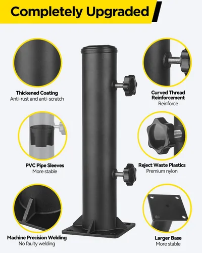 Vista 4 de Base de soporte para sombrilla de patio, soporte reforzado y resistente para sombrilla para exteriores y abrazadera en cubiertas, soporte