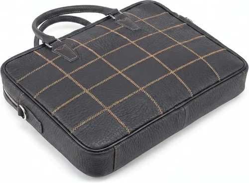 Vista 3 de Top Grain Leather Laptop Bag Handbag Multicolor Patchwork Laptop Messenger Crossbody Shoulder Bags for Men and Women