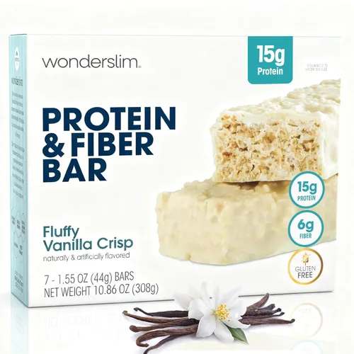 Vista 10 de WonderSlim Barras de proteína altas en fibra, crujiente Fluffy S'more 15g de proteína, 8g de fibra bajas en azúcar, bajas en carbohidratos