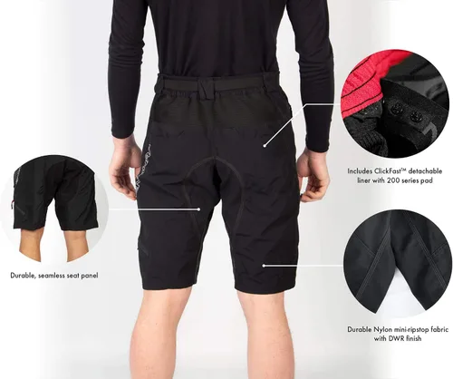 Vista 4 de Endura Hummvee - Pantalón corto de ciclismo holgado para hombre con forro extraíble