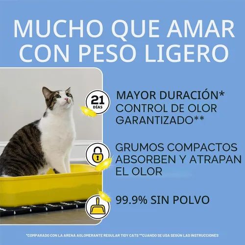 Vista 7 de Purina Tidy Cats - Arena para gatos ligera, libre y limpia, sin perfume, multigato, aglutinante, 99.9% libre de polvo, caja de 12 libras