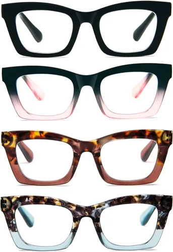 Vista 9 de Gafas de lectura para mujer, estilo Oprah, de gran tamaño, con bisagra de resorte cuadrada, lentes de bloqueo de luz azul