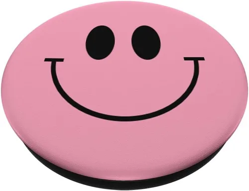 Vista 2 de Pink Smile Face Happy Smiling Emoticon Retro 90s y2k PopSockets Standard PopGrip