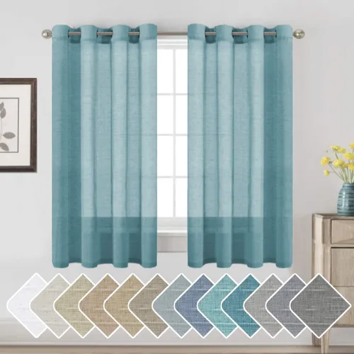 Vista 67 de H.VERSAILTEX Cortinas de lino de mezcla natural para sala de estar/cortinas de lino semitransparentes reductoras de luz de 54 pulgadas de largo