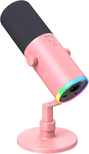 Vista 11 de TONOR Micrófono dinámico para juegos, transmisión de micrófono XLR/USB, cancelación de ruido AI, RGB controlable, Tap Mute, conector