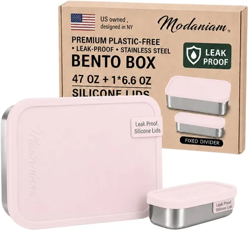 Vista 18 de Lonchera de acero inoxidable a prueba de fugas de 27 onzas, contenedores de almuerzo de acero inoxidable, caja Bento, recipientes de metal para Negro