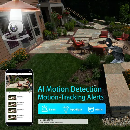 Vista 4 de Cámara de seguridad WiFi para interiores y exteriores con enchufe, detección humana AI, vista en vivo, visión nocturna a color, audio de 2 vías