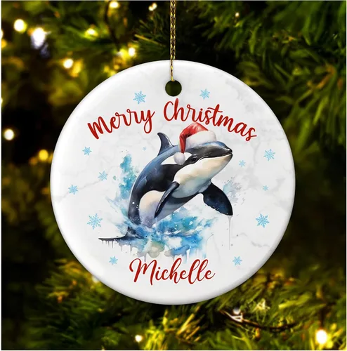 Vista 10 de Hyturtle Adorno de Navidad personalizado para los amantes de los ajolotes – Adorno de cerámica con nombre personalizado de Feliz Navidad – Lindo