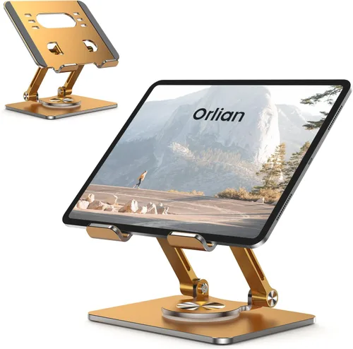 Vista 11 de Soporte para Tablet con Base Giratoria de 360° de Aluminio Ajustable de Doble Varilla para Todos los iPad de 5.8-12.9”, Samsung, Teléfono Tablet