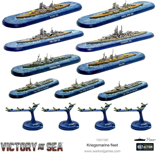 Vista 2 de Warlord Victory at Sea - Flota alemana Kriegsmarine para victoria en el mar, acorazado de mesa de la Segunda Guerra Mundial, kit de plástico