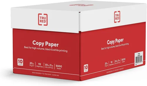 Vista 3 de TRU RED by Staples - Papel de copia e impresora, 8.5 x 11, 20 libras, 92 brillantes, 5,000 hojas/cartón