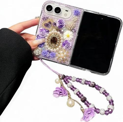 Vista 17 de iFiLOVE para iPhone 7 Plus/8 Plus Funda con Diamantes Brillantes y Correa de Flores, 3D Lujo Brillante Purpurina Cristal Diamantes de Imitación