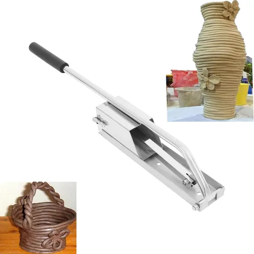 Vista 2 de Extrusora de arcilla, extrusora de arcilla suave de acero inoxidable con 4 moldes y mango para colgar en la pared, extrusión de barro, herramienta