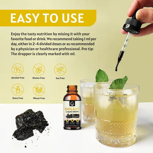 Vista 6 de Suplemento líquido orgánico puro Shilajit de alta potencia del Himalaya, gota de resina Shilajit para hombres y mujeres, potencia máxima 85+