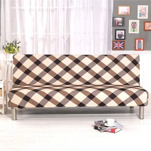 Vista 2 de Cornasee Funda Elástica a Rayas para Sofá Cama Funda de Futón, Fundas Completas para Sofá Plegable sin Brazos Protector de Muebles, Lavable a