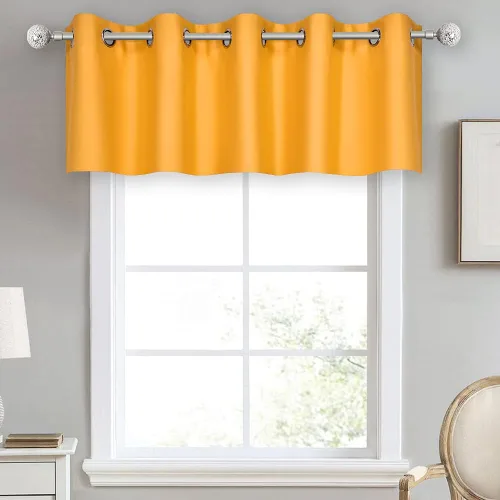 Vista 24 de DECOVSUN Cenefa de cortina opaca amarilla brillante para ventanas de cocina, cenefa opaca con ojales para dormitorio, cenefa corta y recta para sala