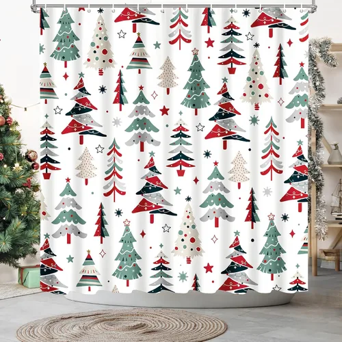 Vista 12 de Cortina de ducha Lalumix negra floral, cortinas de ducha con flores para baño con 12 ganchos, juegos de cortinas de ducha de tela de poliéster