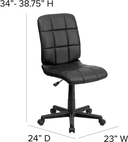 Vista 3 de Flash Furniture - Silla giratoria de respaldo medio de vinilo, acolchada, color negro