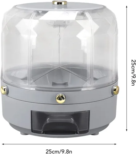 Vista 7 de Contenedor de almacenamiento de granos, caja dispensadora de arroz giratoria, dispensador de granos de 6 rejillas, dispensador de alimentos